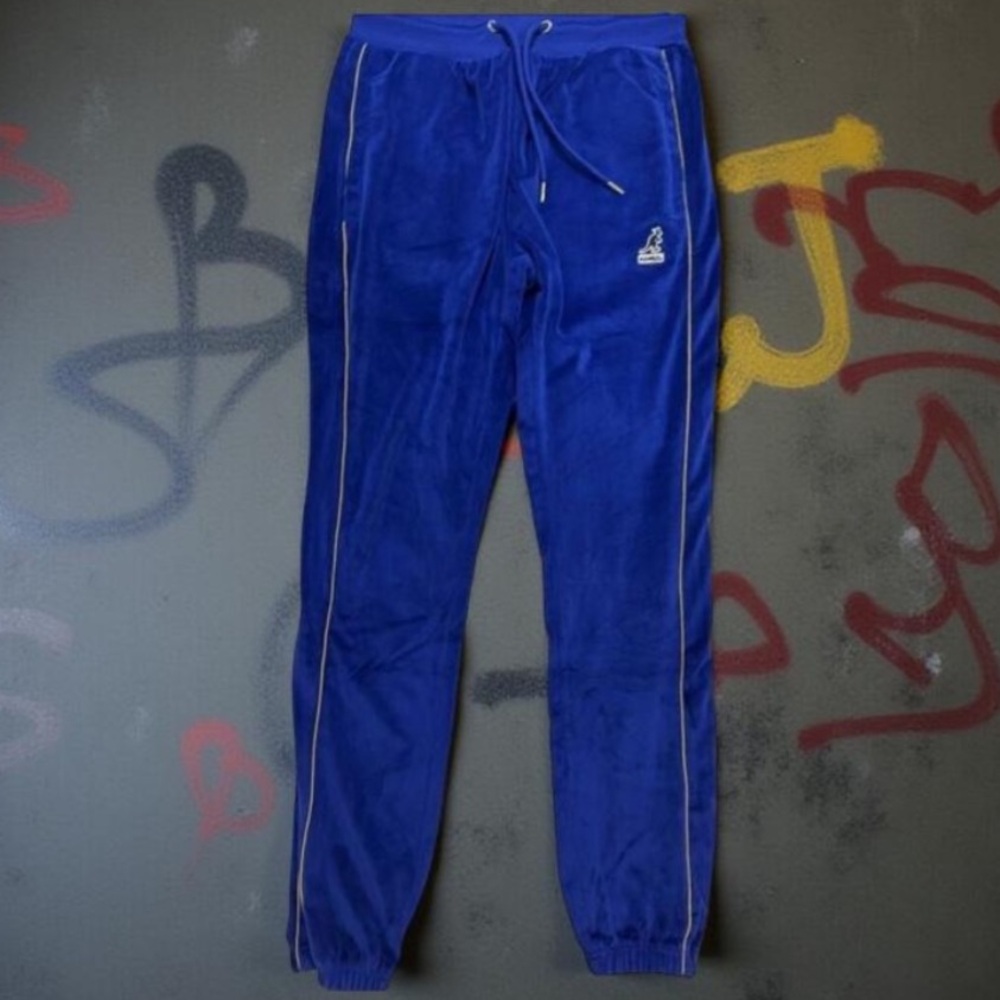 Kangol Velour Joggers Mens M Royal Blue Gold Track Pants NWT Streetwear